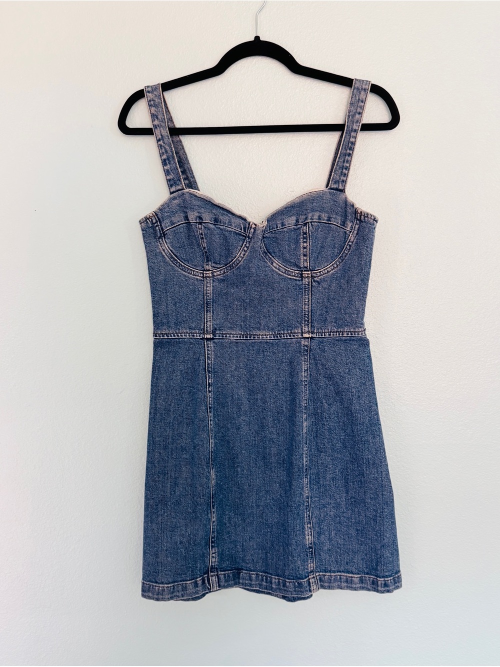 Nikki Bustier Denim Mini Dress in Palermo Wash Size 6